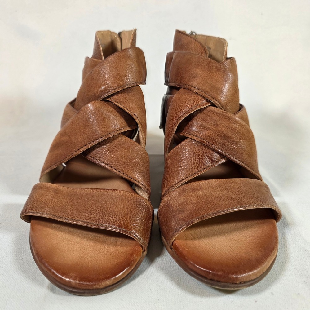 MIZ MOOZ Brown Leather Caged Gladiator Sandals Back Zip Low Heel Womens 36 US 6 - Picture 2 of 7